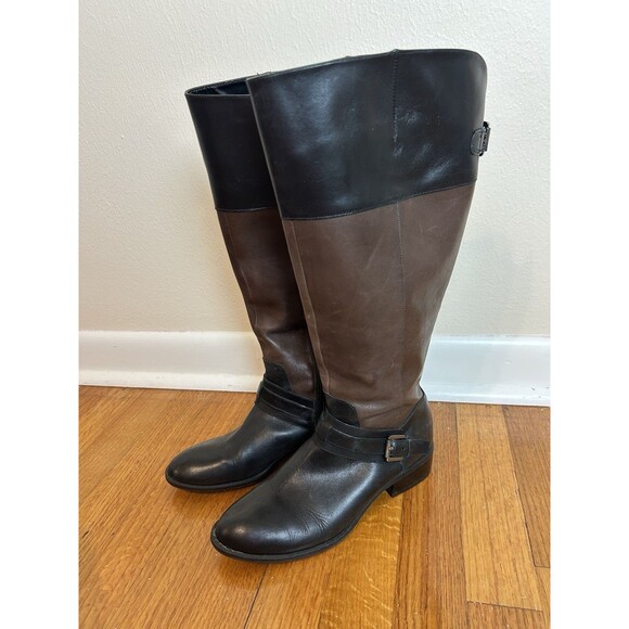 Lauren Ralph Lauren US 6.5 Maritza Leather Zip Up Knee High Riding Boots Buckle - Picture 1 of 6